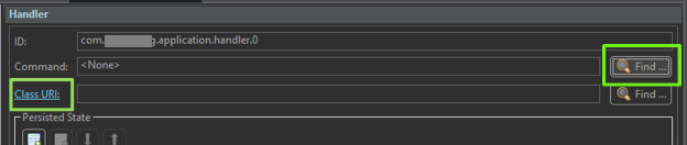 UI for handler settings shows fields for ID, Command, Class URL, and buttons for "Find" functionality.