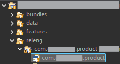 A directory tree showing folders: bundles, data, features, and releng, with a selected file in the releng folder.