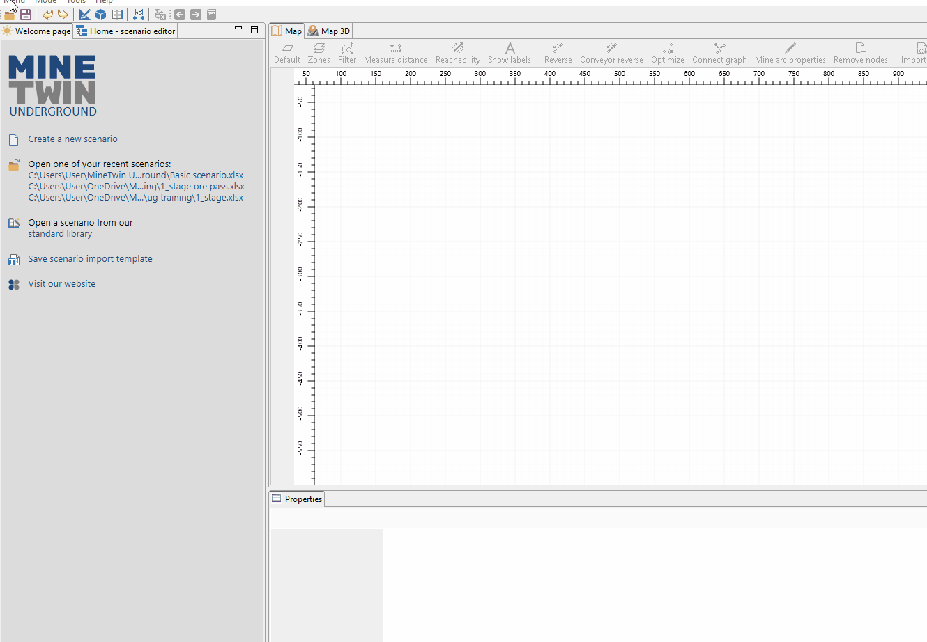 A user navigates through a scenario editor interface, switches between setting general scenario details, and specifying ore types, while dialog boxes appear and disappear for inputting relevant information.