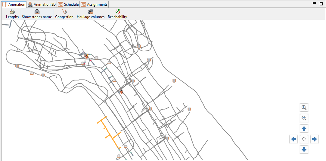 Interface with navigation map, showing routes with congestion indicators and navigation controls on the right.