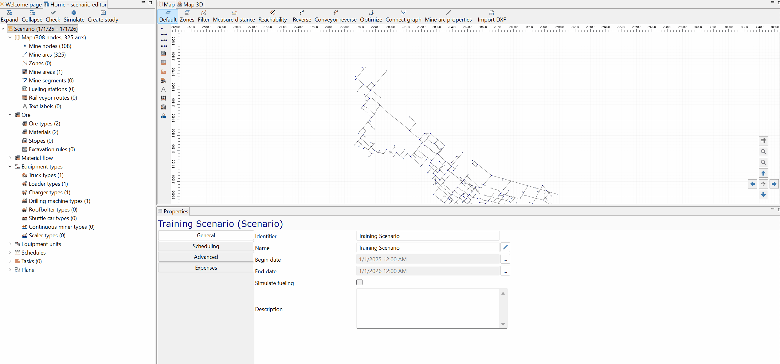 The animation shows navigating a mining software interface, where an excavation rule is added and configured, with details entered into the properties panel.