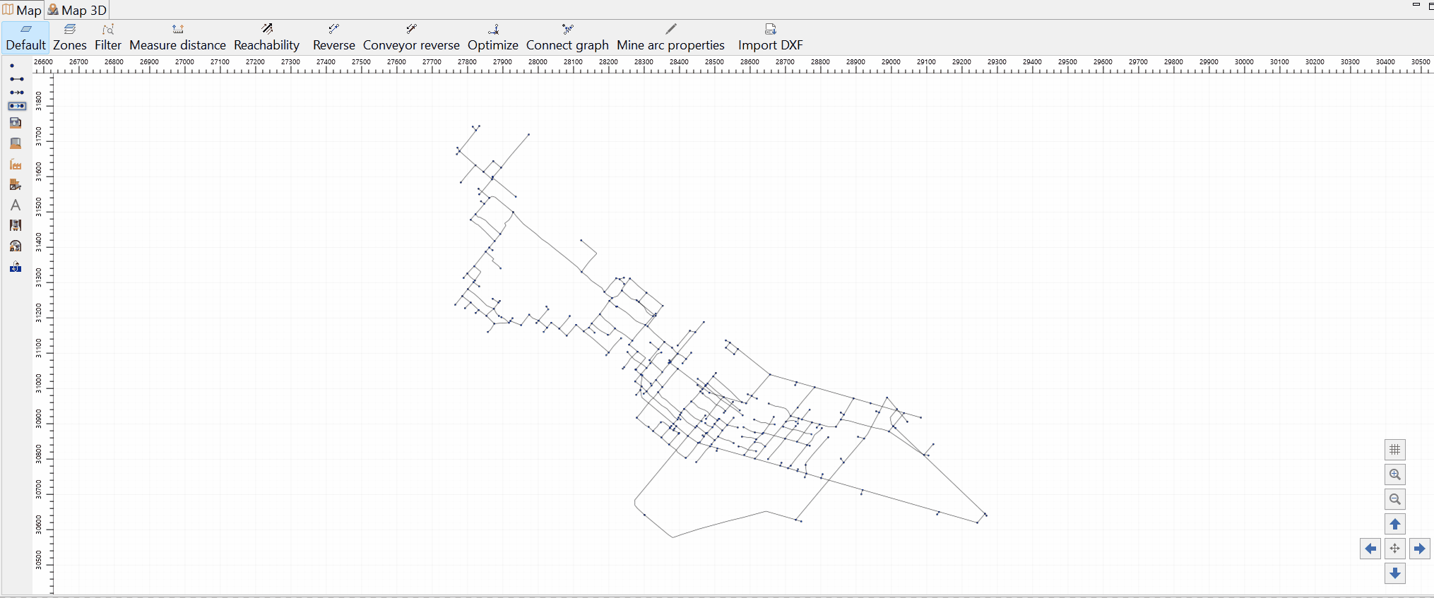 The animation shows a zoom-in on a complex network of connected lines and nodes, followed by the addition of a new blue line segment connecting two nodes.