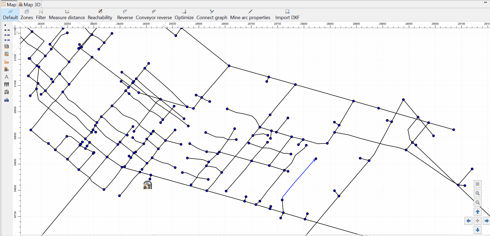 An animation shows a network map with nodes and lines, where selected paths are highlighted in blue, and directional arrows indicate route changes and updates.