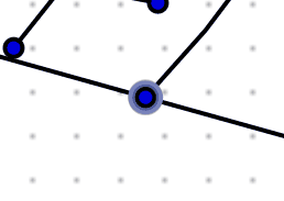 A cursor hovers over and clicks on a point in a network diagram, causing a label to appear briefly.