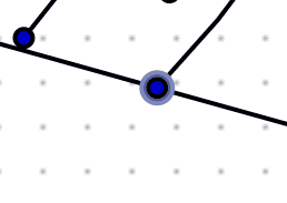 A cursor clicks on a point along a line, temporarily displaying the text "ROAD-100-b" before returning to the original view.
